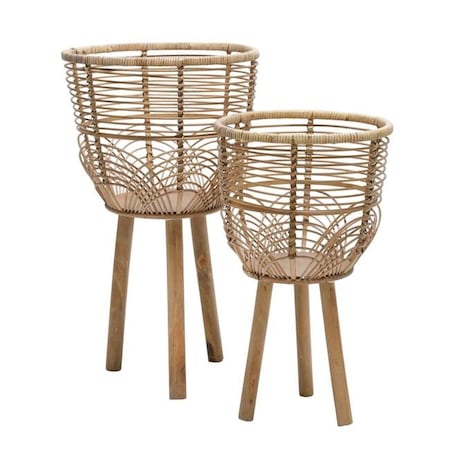 Sagebrook Home Sagebrook Home 15052 0.84 in. Wicker Planters; Natural Color - Set of 2 15052